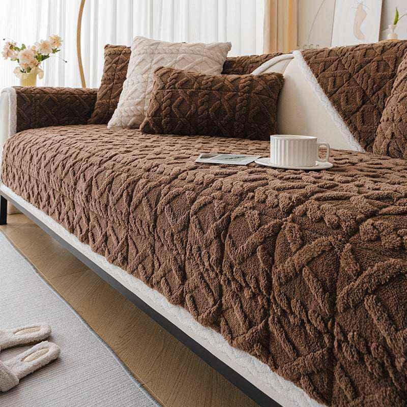 Cozy Plush Sofa Cushion Cover Velvet Seat Chair Cover Durable Slipcover - TaroTextile
