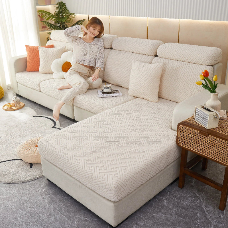 Cozy Polar Fleece Cushion Covers, Pet Friendly Stretch Sofa Covers for L-Shaped Couch and Recliner - TaroTextile