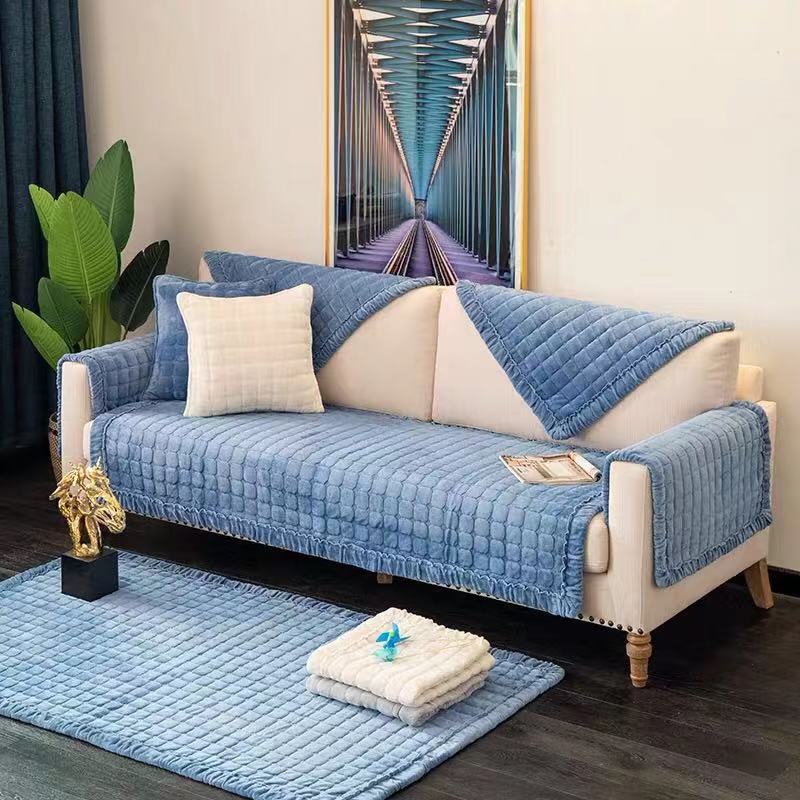Slipcover Plush Sofa Towel Enhances Living Room Decor with Non-Slip Protection for Furniture