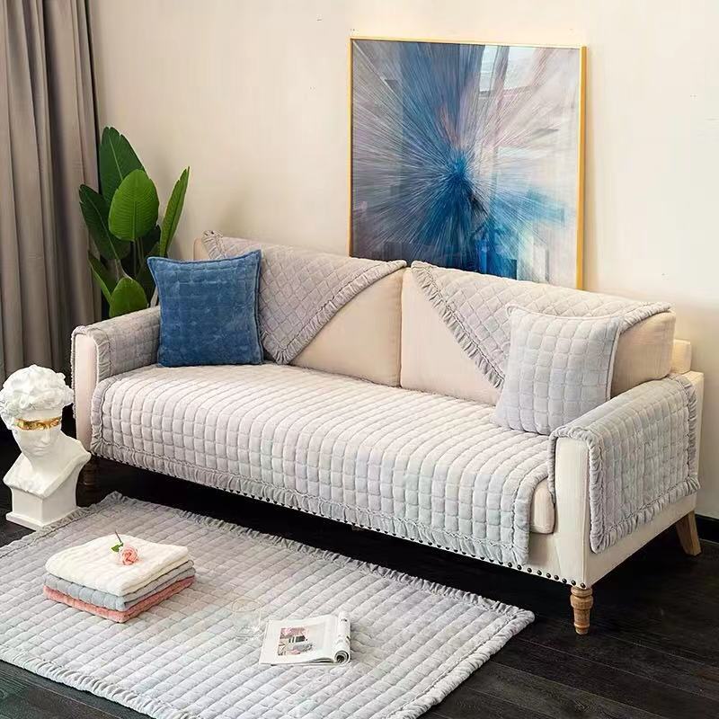 Slipcover Plush Sofa Towel Enhances Living Room Decor with Non-Slip Protection for Furniture