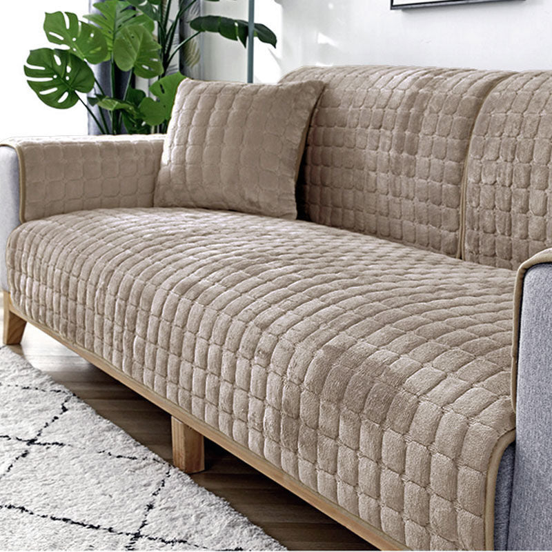 Plush Winter Thick Non-Slip Flannel Sofa Cushion, Universal Sofa Towel Decoration Cover