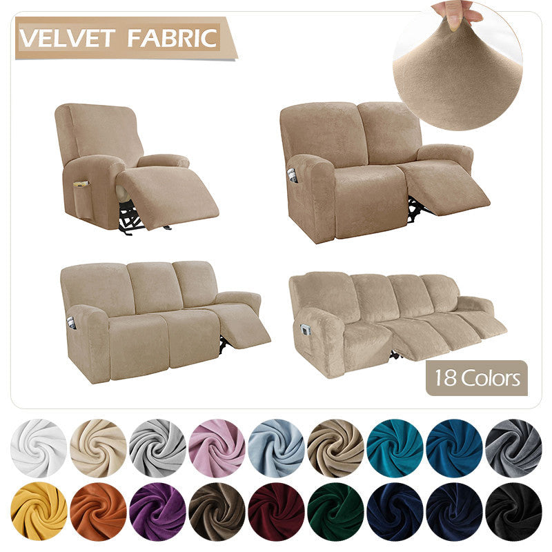 Elastic Recliner Sofa Cover in Velvet Fabric - Fits 1/2/3/4 Seats - Ideal for Lazy Boy Recliner Chairs