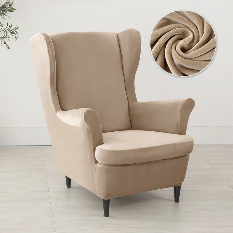Velvet Wing Chair Cover Stretch Spandex Wingback Chair Cover Elastic Armchair Cover Sofa Covers with Seat Cushion Cover