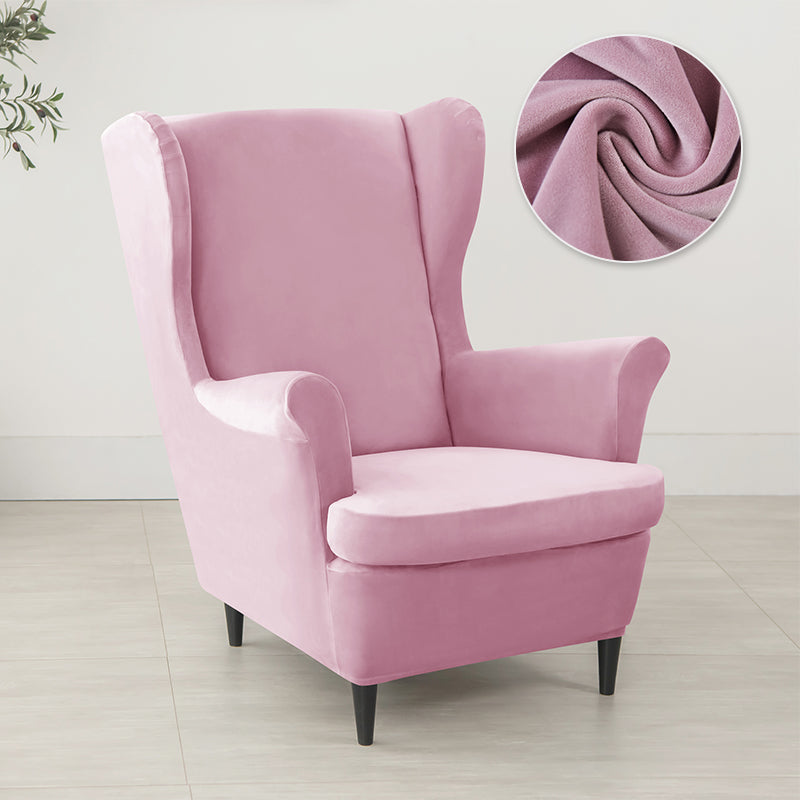 Velvet Wing Chair Cover Stretch Spandex Wingback Chair Cover Elastic Armchair Cover Sofa Covers with Seat Cushion Cover