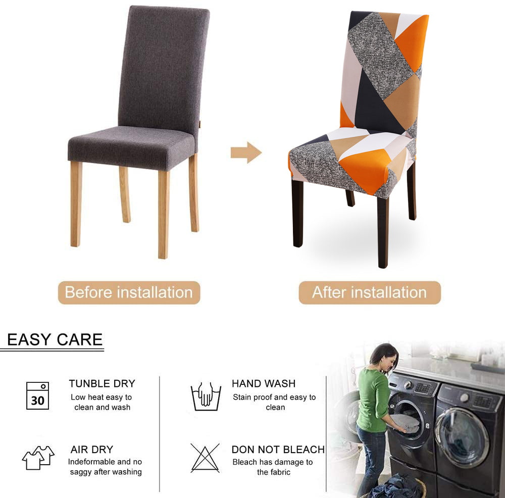 Geometry Chair Cover Elastic Chair Covers Spandex Stretch Anti-dirty Removable Dining Office Chair Case
