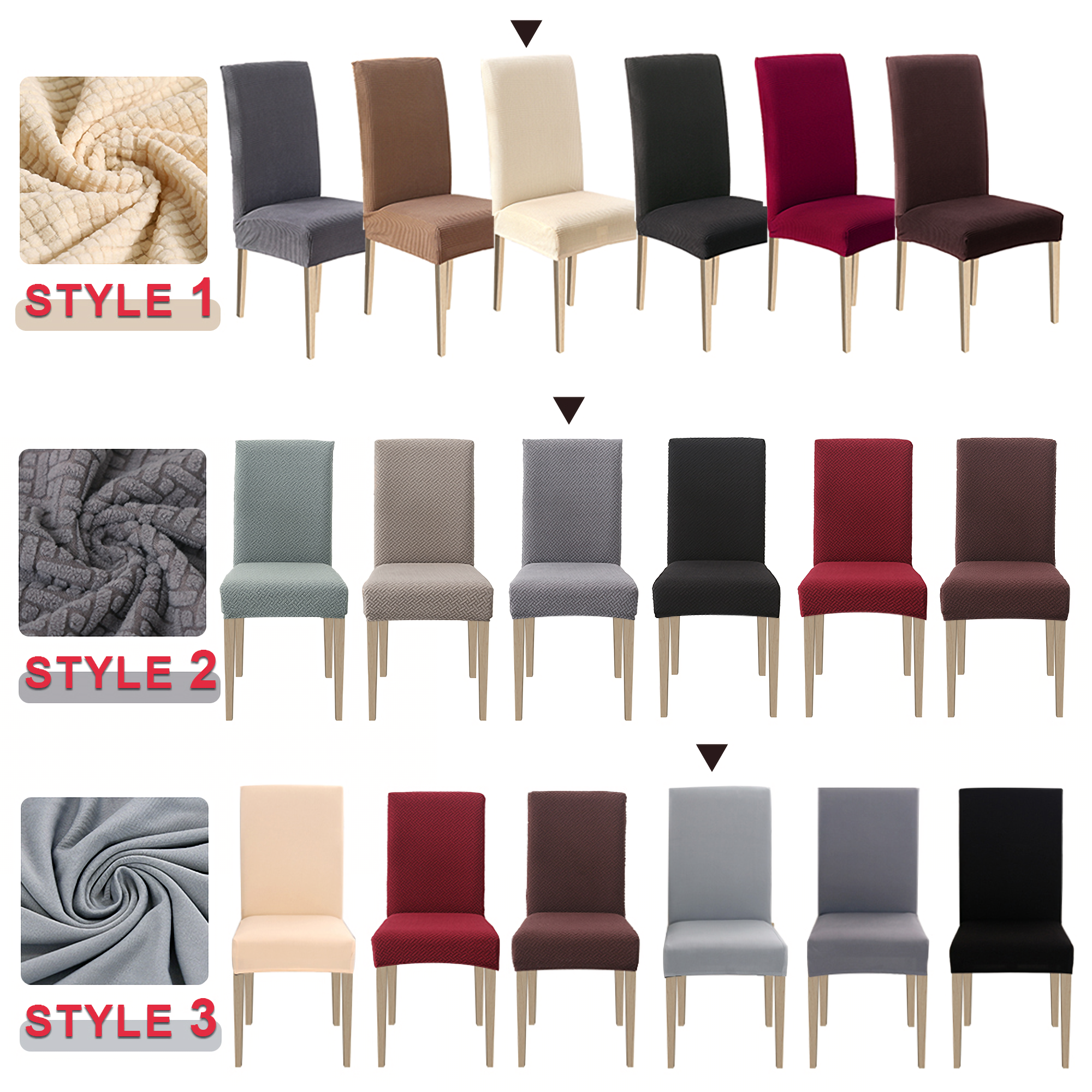 High Stretch Dining Chair Cover, 1/2/4/6pcs Jacquard Spandex Slipcover