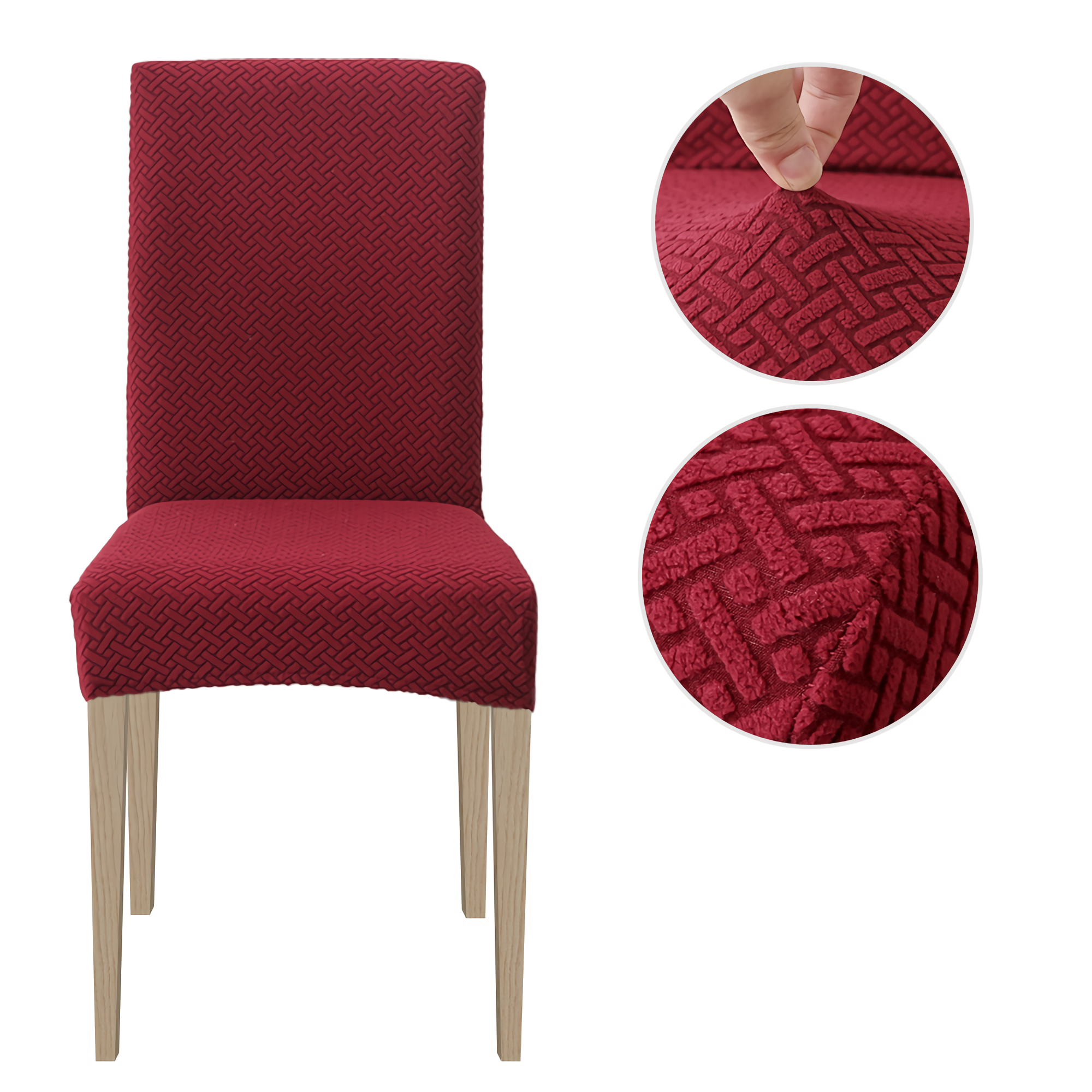 High Stretch Dining Chair Cover, 1/2/4/6pcs Jacquard Spandex Slipcover