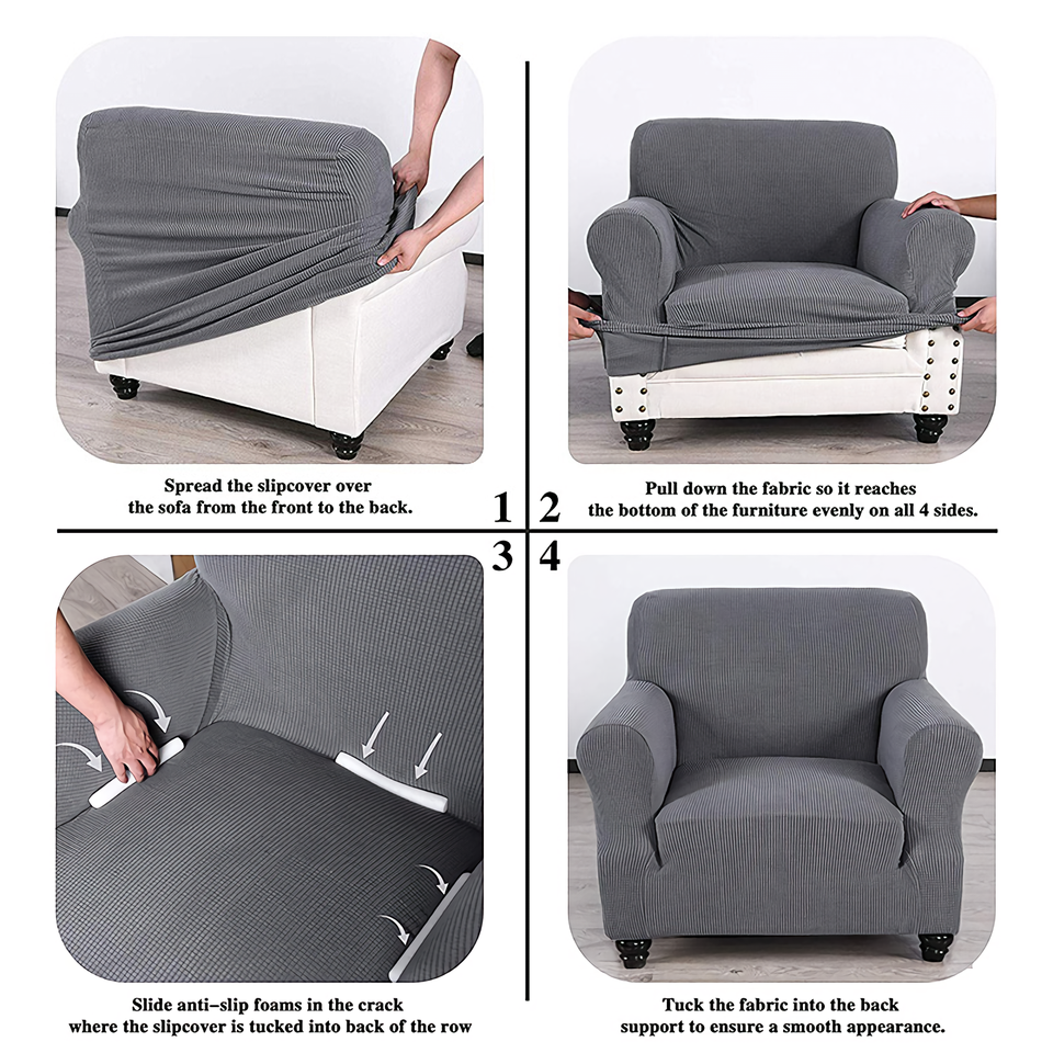 Armchair Cover 4-Styles Elastic Sofa Cover Couch Covers for Living Room Stretchable Slipcover for Chairs - 1 Seater Chair Slip Cover