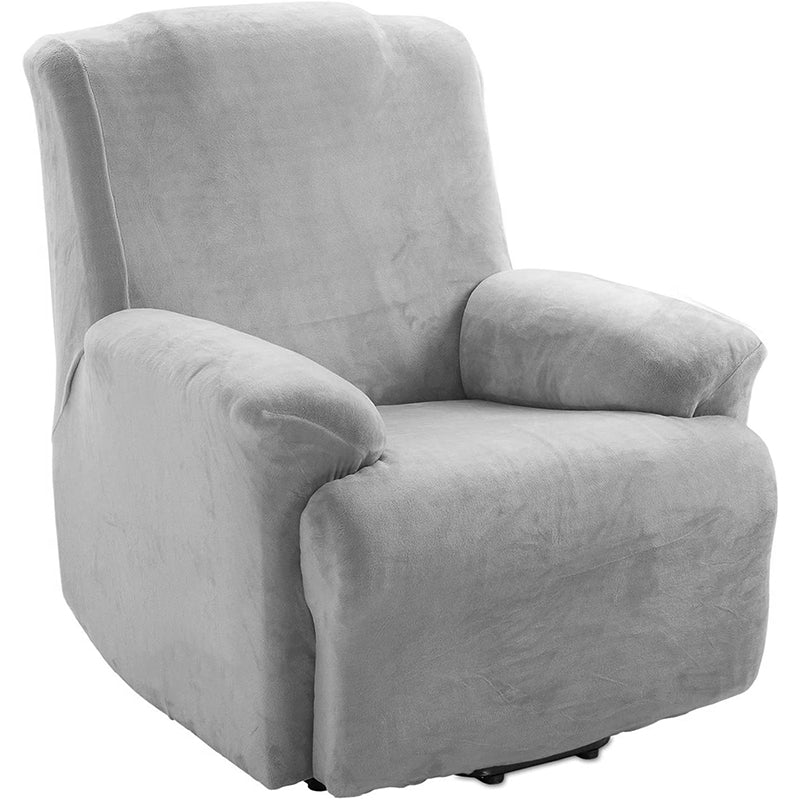 Soft Plush Velvet Recliner Chair Cover - Fleece Armchair Slipcover with Pocket - 4 Pieces Furniture Cover Protector for Reclining Chair
