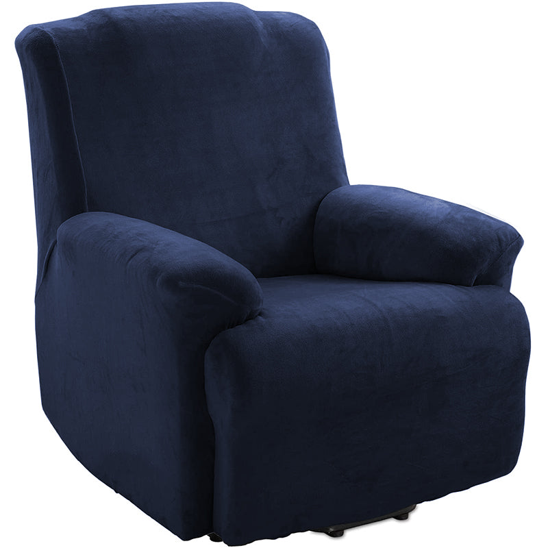 Soft Plush Velvet Recliner Chair Cover - Fleece Armchair Slipcover with Pocket - 4 Pieces Furniture Cover Protector for Reclining Chair