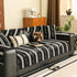 Non-Slip Sofa Cover with Thick Chenille Texture Woven Stripe Couch Protector Throw