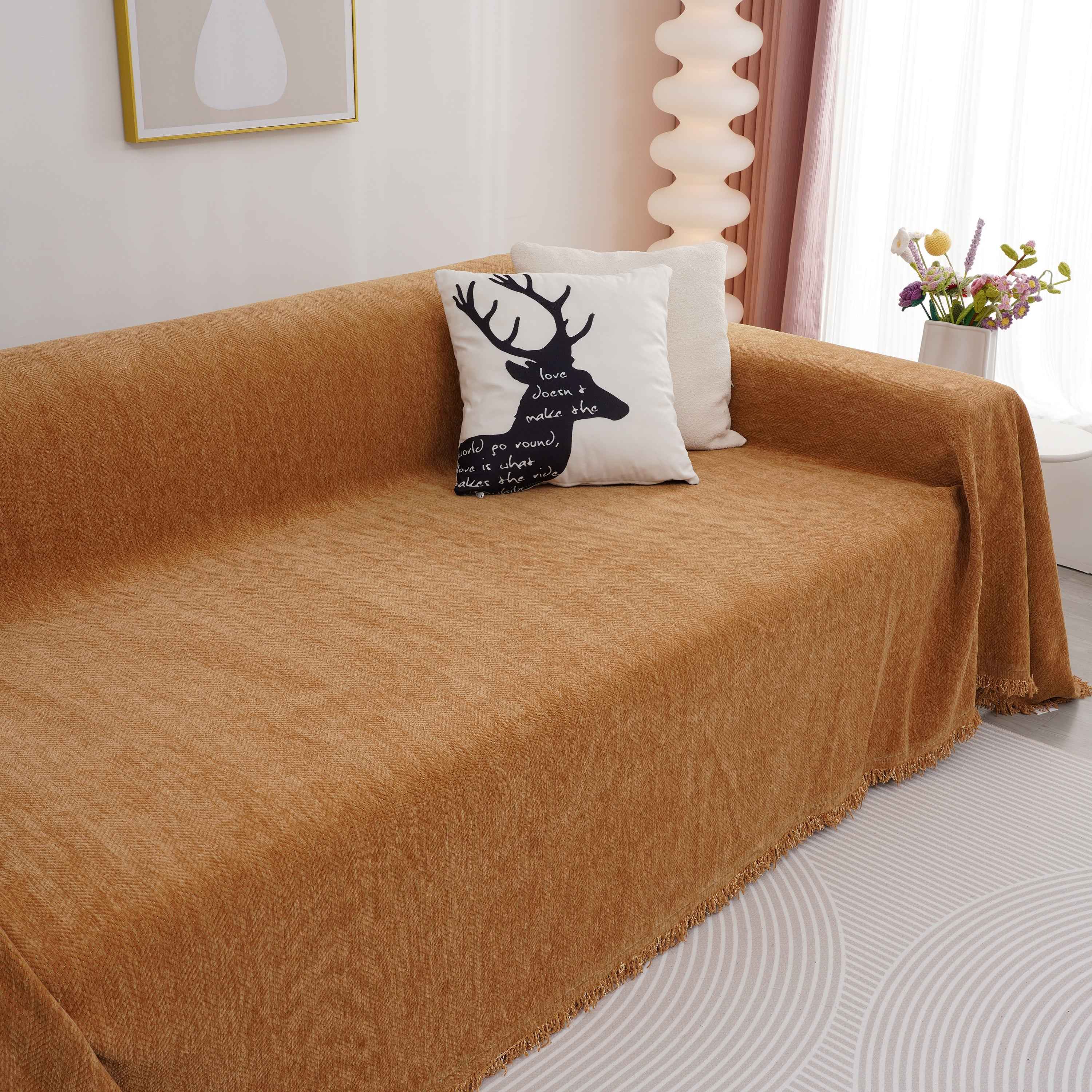 Chenille Herringbone Couch Cover Blanket, Sectional with Washable Covers, Furniture Covers for Sofas