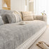 Soft Chenille Sectional Sofa Cover with Pom Pom Trim – Non-Slip Couch Protector