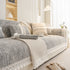 Soft Chenille Sectional Sofa Cover with Pom Pom Trim – Non-Slip Couch Protector