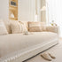 Soft Chenille Sectional Sofa Cover with Pom Pom Trim – Non-Slip Couch Protector