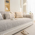 Soft Chenille Sectional Sofa Cover with Pom Pom Trim – Non-Slip Couch Protector