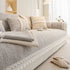 Soft Chenille Sectional Sofa Cover with Pom Pom Trim – Non-Slip Couch Protector