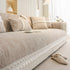 Soft Chenille Sectional Sofa Cover with Pom Pom Trim – Non-Slip Couch Protector