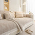 Soft Chenille Sectional Sofa Cover with Pom Pom Trim – Non-Slip Couch Protector
