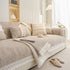 Soft Chenille Sectional Sofa Cover with Pom Pom Trim – Non-Slip Couch Protector
