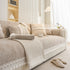 Soft Chenille Sectional Sofa Cover with Pom Pom Trim – Non-Slip Couch Protector