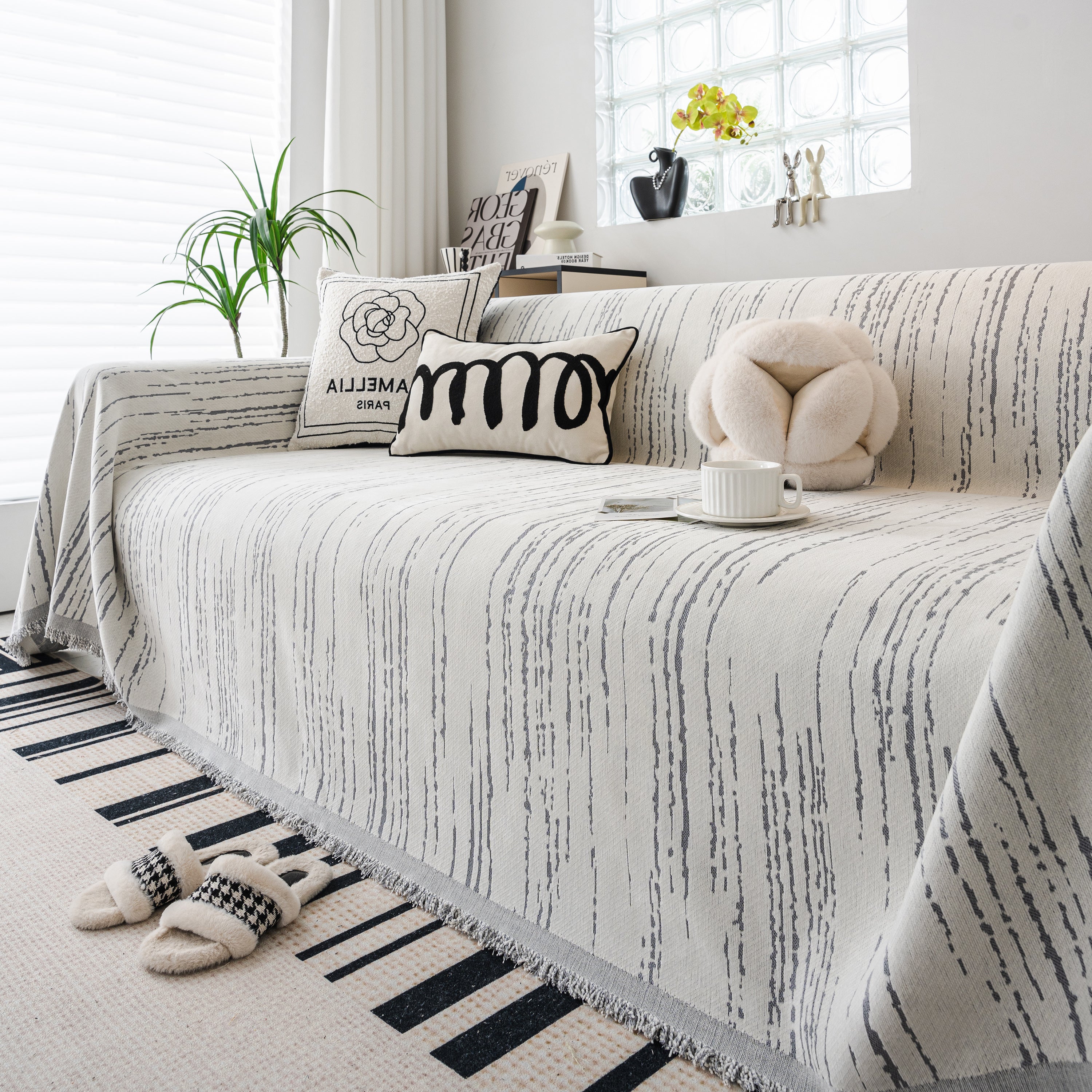 Slip Covers for Sofas, Sofa Throw Cover Soft Chenille Sofa Bed Cover, L Shaped Sectional Couch Covers