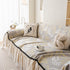 Leaf Jacquard Sofa Cover with Ruffle Skirt – Non-Slip Couch Protector with Sheer Hem