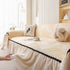 Leaf Jacquard Sofa Cover with Ruffle Skirt – Non-Slip Couch Protector with Sheer Hem