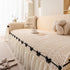 Ruffled Sofa Cover with Bowknot Decor, French Country Style Skirted Couch Slipcover