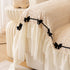 Ruffled Sofa Cover with Bowknot Decor, French Country Style Skirted Couch Slipcover