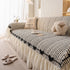 Ruffled Sofa Cover with Bowknot Decor, French Country Style Skirted Couch Slipcover