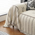 Chenille Striped Floral Couch Cover Sofa Slipcover for Most Shape Sofas, Reversible Sofa Throw Cover