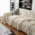Chenille Striped Floral Couch Cover Sofa Slipcover for Most Shape Sofas, Reversible Sofa Throw Cover