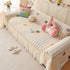Cute Dotted Stripe Couch Protector, Non-Slip Washable Sofa Cover with Ruffled Skirt