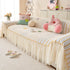 Cute Dotted Stripe Couch Protector, Non-Slip Washable Sofa Cover with Ruffled Skirt