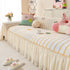 Cute Dotted Stripe Couch Protector, Non-Slip Washable Sofa Cover with Ruffled Skirt