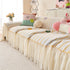 Cute Dotted Stripe Couch Protector, Non-Slip Washable Sofa Cover with Ruffled Skirt
