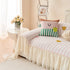 Cute Dotted Stripe Couch Protector, Non-Slip Washable Sofa Cover with Ruffled Skirt