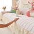Cute Dotted Stripe Couch Protector, Non-Slip Washable Sofa Cover with Ruffled Skirt