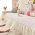 Cute Dotted Stripe Couch Protector, Non-Slip Washable Sofa Cover with Ruffled Skirt