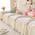 Cute Dotted Stripe Couch Protector, Non-Slip Washable Sofa Cover with Ruffled Skirt