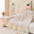 Cute Dotted Stripe Couch Protector, Non-Slip Washable Sofa Cover with Ruffled Skirt