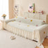 Cute Dotted Stripe Couch Protector, Non-Slip Washable Sofa Cover with Ruffled Skirt
