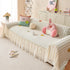 Cute Dotted Stripe Couch Protector, Non-Slip Washable Sofa Cover with Ruffled Skirt