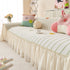 Cute Dotted Stripe Couch Protector, Non-Slip Washable Sofa Cover with Ruffled Skirt