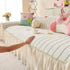 Cute Dotted Stripe Couch Protector, Non-Slip Washable Sofa Cover with Ruffled Skirt