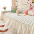 Cute Dotted Stripe Couch Protector, Non-Slip Washable Sofa Cover with Ruffled Skirt