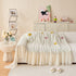 Cute Dotted Stripe Couch Protector, Non-Slip Washable Sofa Cover with Ruffled Skirt