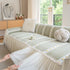 Daisy Striped Sofa Cover with Sheer Ruffle Skirt, Floral Soft Slipcover Blanket
