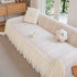 Daisy Striped Sofa Cover with Sheer Ruffle Skirt, Floral Soft Slipcover Blanket